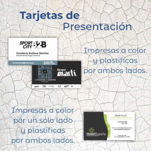 Tarjetas de Presentación Impresas por un lado